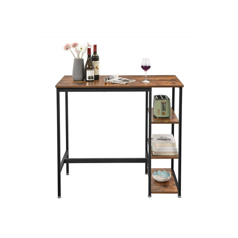 Rootz Bar Table - Bar Table 3 Shelves - Pub Table - Bistro Table - High Top Table - Outdoor Bar Table - Wooden Bar Table - Rectangular Bar Table - Chipboard - Dark Brown - 109 x 60 x 100 (L x W x H)