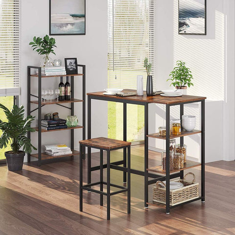 Rootz Bar Table - Bar Table 3 Shelves - Pub Table - Bistro Table - High Top Table - Outdoor Bar Table - Wooden Bar Table - Rectangular Bar Table - Chipboard - Dark Brown - 109 x 60 x 100 (L x W x H)