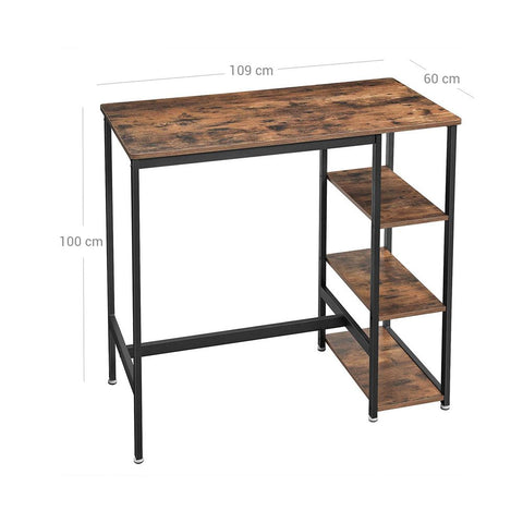 Rootz Bar Table - Bar Table 3 Shelves - Pub Table - Bistro Table - High Top Table - Outdoor Bar Table - Wooden Bar Table - Rectangular Bar Table - Chipboard - Dark Brown - 109 x 60 x 100 (L x W x H)