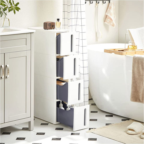 Rootz Niche Shelf - Niche Shelf With Casters - Niche Shelf With Wheels - Display Niche Shelf - Corner Niche Shelf - White/Grey - 45 x 17 x 83 cm