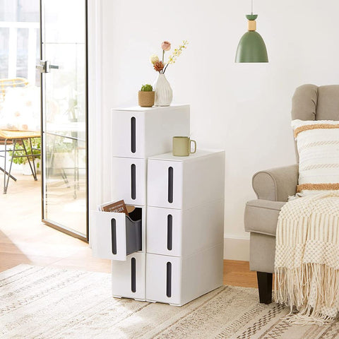 Rootz Niche Shelf - Niche Shelf With Casters - Niche Shelf With Wheels - Display Niche Shelf - Corner Niche Shelf - White/Grey - 45 x 17 x 83 cm