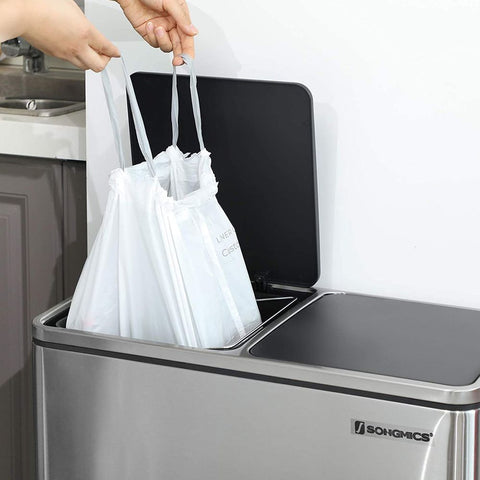Rootz Bin Liners - Roll Of Garbage Bags - Bin Liners With Drawstring - Garbage Bag - Trash Bag - Drawstring Garbage Liners - Strong Drawstring Bin Bags - White - 52 x 74 cm