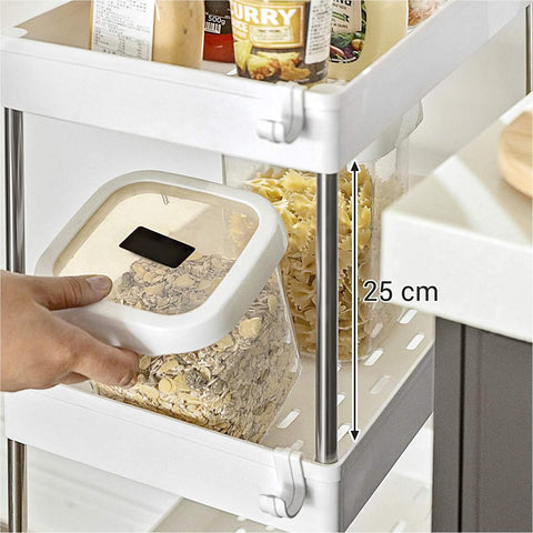 Rootz Kitchen Trolley - Rolling Shelving Unit - Serving Trolley - 3 Tier Kitchen Trolley - Trolley Rack - Storage Trolley Rack - Mobile Trolley Rack - White - 40 x 22 x 60 cm