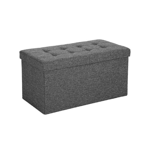 Rootz Bench - Bench With Hinged Lid - Hinged Lid Storage Box - Bench Seat - Bench Seat With Storage Box - Linen imitation cover/Foam/MDF Board - Dark Grey - 76 x 38 x 38 cm (W x H x D)