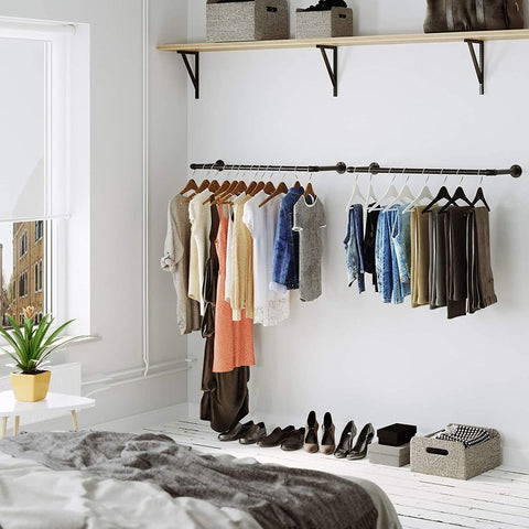 Rootz Clothes Rail - Clothes Rail For The Wall - Clothing Rack - Garment Rack - Clothes Organizer - Hanging Rail - Clothes Stand - Clothes Hanger Rack - Black - 92 x 30 x 7.5 cm (L x W x H)