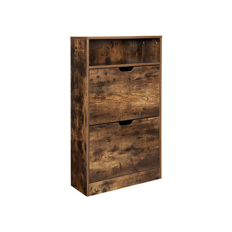 Rootz Shoe Cabinet - 2 Flaps Shoe Cabinet - Shoe Storage Cabinet - Wooden Shoe Cabinet - Storage Cabinet - Chipboard/Melamine Coating - White - 60 x 24 x 102 cm