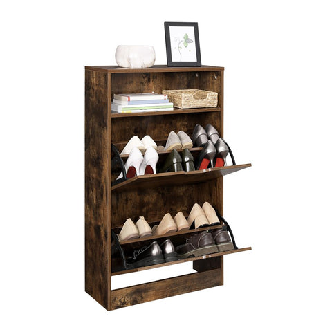 Rootz Shoe Cabinet - 2 Flaps Shoe Cabinet - Shoe Storage Cabinet - Wooden Shoe Cabinet - Storage Cabinet - Chipboard/Melamine Coating - White - 60 x 24 x 102 cm