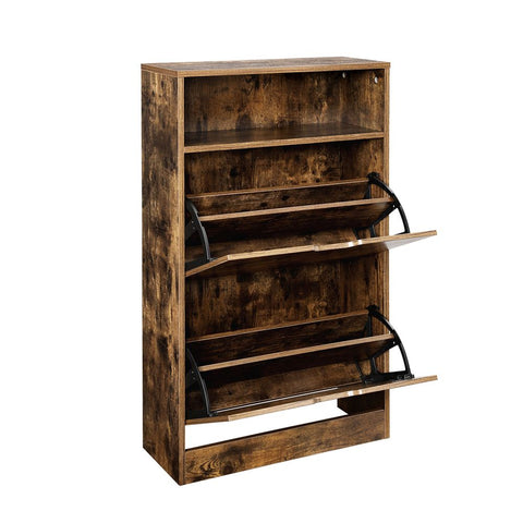 Rootz Shoe Cabinet - 2 Flaps Shoe Cabinet - Shoe Storage Cabinet - Wooden Shoe Cabinet - Storage Cabinet - Chipboard/Melamine Coating - White - 60 x 24 x 102 cm