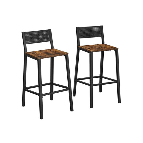 Rootz Bar Stool - Set Of 2 Bar Stool - Industrial Design Bar Stool - Modern Bar Stools - Adjustable Bar Stools - Industrial Bar Stools - Chipboard - Steel - Brown-black - 43.1 x 50.7 x 97.2 cm (L x W x H)