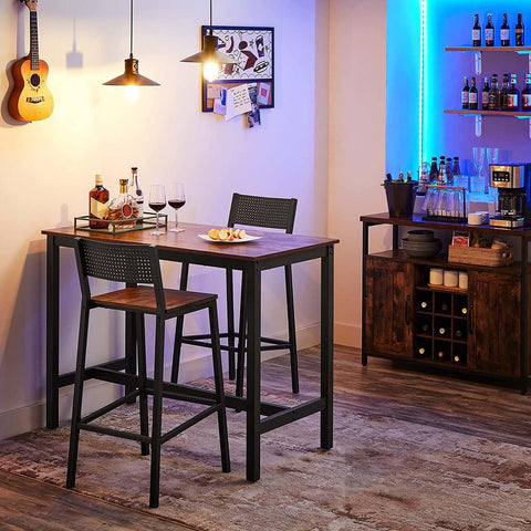 Rootz Bar Stool - Set Of 2 Bar Stool - Industrial Design Bar Stool - Modern Bar Stools - Adjustable Bar Stools - Industrial Bar Stools - Chipboard - Steel - Brown-black - 43.1 x 50.7 x 97.2 cm (L x W x H)