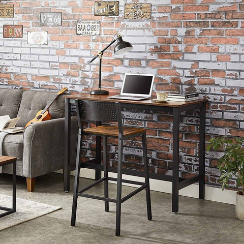 Rootz Bar Stool - Set Of 2 Bar Stool - Industrial Design Bar Stool - Modern Bar Stools - Adjustable Bar Stools - Industrial Bar Stools - Chipboard - Steel - Brown-black - 43.1 x 50.7 x 97.2 cm (L x W x H)