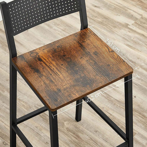Rootz Bar Stool - Set Of 2 Bar Stool - Industrial Design Bar Stool - Modern Bar Stools - Adjustable Bar Stools - Industrial Bar Stools - Chipboard - Steel - Brown-black - 43.1 x 50.7 x 97.2 cm (L x W x H)