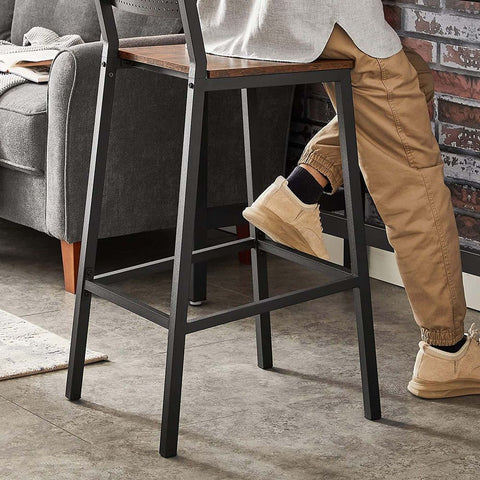 Rootz Bar Stool - Set Of 2 Bar Stool - Industrial Design Bar Stool - Modern Bar Stools - Adjustable Bar Stools - Industrial Bar Stools - Chipboard - Steel - Brown-black - 43.1 x 50.7 x 97.2 cm (L x W x H)