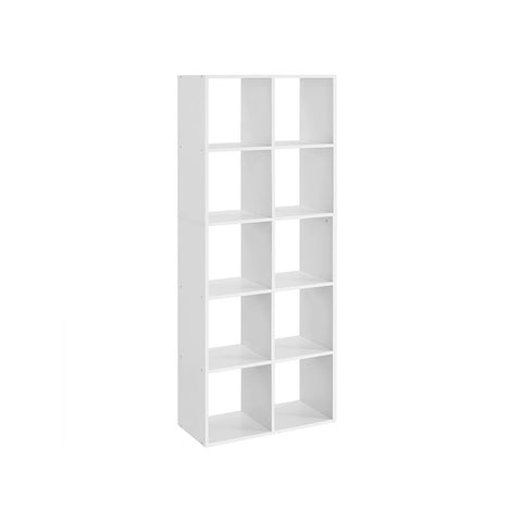 Rootz Bookcase - Bookcase With 10 Compartments - Bookshelf - Open Bookcase - Display Bookcase - Home Office Bookcase - Chipboard - White - 30 x 65.5 x 161.5 cm (D x W x H)