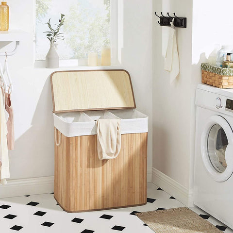 Rootz Laundry Basket - Compact Laundry Basket - Portable Laundry Basket - Stylish Laundry Basket - Basket - Washing Basket - Natural - 60 x 40 x 61.5 cm