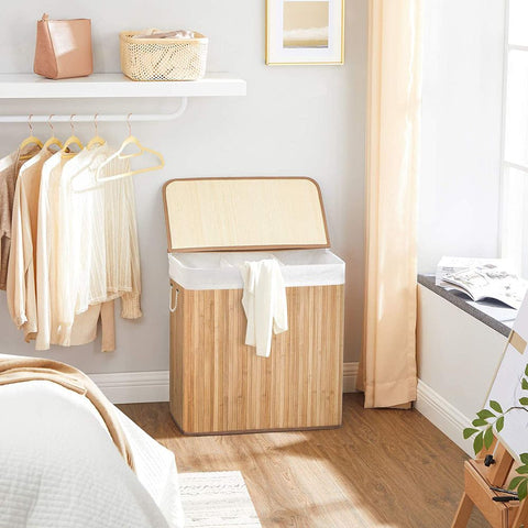 Rootz Laundry Basket - Compact Laundry Basket - Portable Laundry Basket - Stylish Laundry Basket - Basket - Washing Basket - Natural - 60 x 40 x 61.5 cm