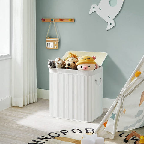 Rootz Laundry Basket - Laundry Basket With 3 Compartments - Clothes Basket - Laundry Storage - Collapsible Laundry Basket - Natural - 60 x 40 x 61.5 cm
