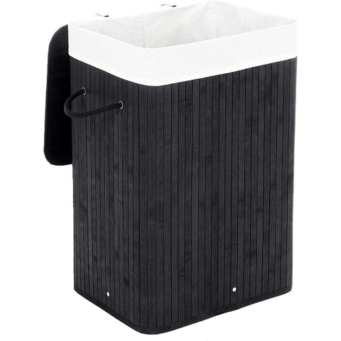 Rootz Foldable Laundry Basket Bamboo - Laundry Basket - 72L Black