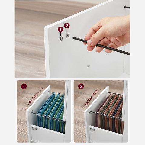 Rootz Mobile Container - Mobile Container With 2 Large Drawers - 2- Drawer Mobile Container - Storage Container With Wheels - Mobile Office Cabinet - White - 44.5 x 43 x 72 cm