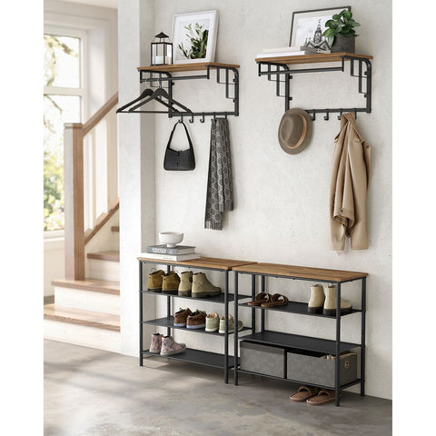 Rootz Wardrobe - Wall Wardrobe - Wall Wardrobe With Clothes Rail - Space-saving Wall Wardrobe - Sleek Wall Wardrobe - Industrial Wall Wardrobe - Chipboard - Steel - Greige Black - 30 x 65 x 42 cm (D x W x H)