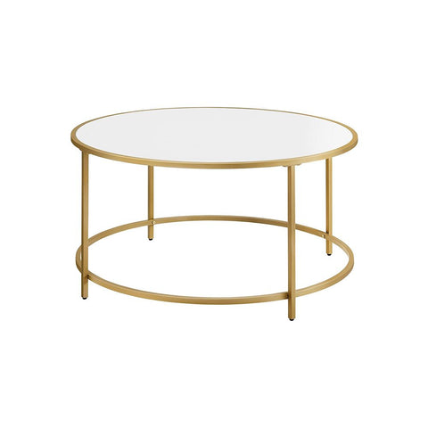 Rootz Coffee Table - Round Coffee Table - Metal Frame Coffee Table - Tea Table - Snack Table - Chipboard/Steel - White/Gold