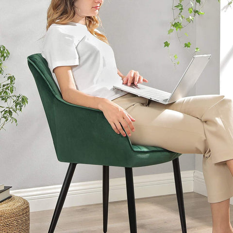 Rootz Dining Chairs - Chair - Set Of 2 Chairs - Office Chairs - Green-Black - 62.5 x 60 x 85 cm