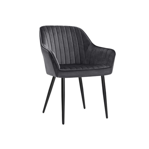 Rootz Dining Chair - Dining Chair With Armrests - Kitchen Chair - Upholstered Dining Chair - Leather Dining Chair - Armchair - Side Chair - Dining Chair Set - Grey