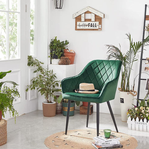 Rootz Dining Chair - Upholstered Dining Chair - Wooden Dining Chair - Modern Dining Chair - Industrial Dining Chair - Ergonomic Dining Chair - Green - 62.5 x 60 x 85 cm (L x W x H)