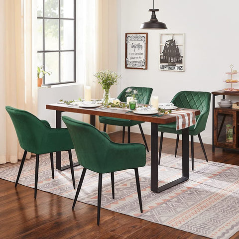 Rootz Dining Chair - Upholstered Dining Chair - Wooden Dining Chair - Modern Dining Chair - Industrial Dining Chair - Ergonomic Dining Chair - Green - 62.5 x 60 x 85 cm (L x W x H)