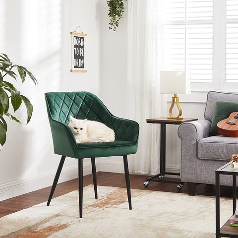 Rootz Dining Chair - Upholstered Dining Chair - Wooden Dining Chair - Modern Dining Chair - Industrial Dining Chair - Ergonomic Dining Chair - Green - 62.5 x 60 x 85 cm (L x W x H)
