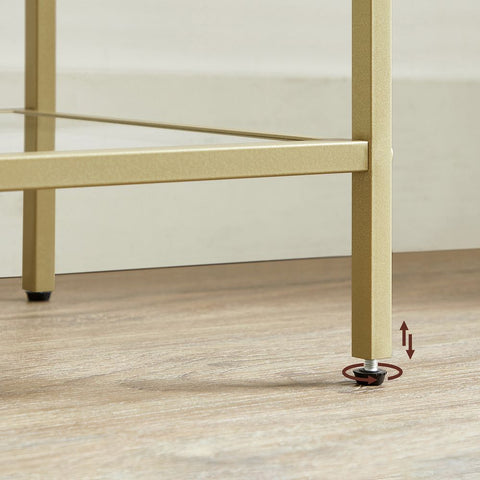 Rootz Standing Shelf - Stand Shelf With 5 Glass Shelves - Shelving Unit - 5 Tier Standing Shelf - Steel/Tempered Glass - Gold - 40 x 30 x 124.5 cm
