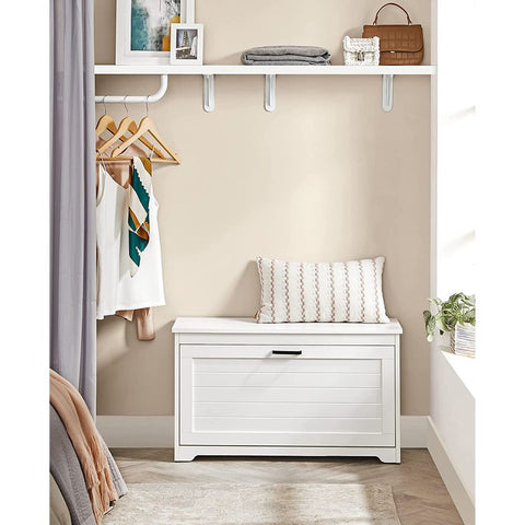 Rootz Shoe Cabinet - Shoe Bench - Shoe Cabinet With Cap - Wooden Shoe Cabinet - Chipboard - White - 80 x 30 x 46 cm