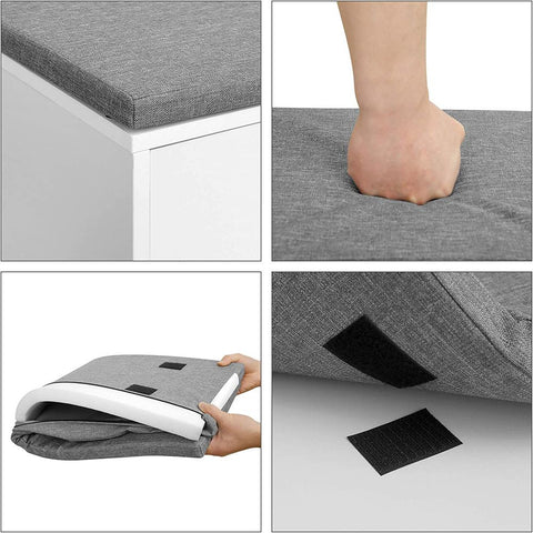 Rootz Shoe Bench - Shoe Storage Bench - Shoe Bench With Storage - With 2 Open Compartments - Shoe Bench With Seat - White/Grey - 100 x 30 x 48 cm
