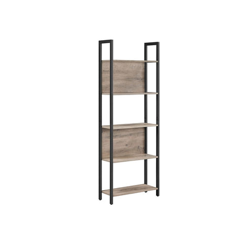 Rootz Bookshelf - Free-standing Shelving Unit - 5 Levels Bookshelf - Bookcase - Open Bookcase - Corner Bookcase - Display Bookcase - Greige/Black - 62 x 24 x 165 cm