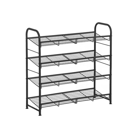 Rootz Shoe Rack - Metal Shoe Rack - Shoe Display Rack - 6 Levels Shoe Rack - Steel - Black - 68.5 x 27.5 x 65 cm