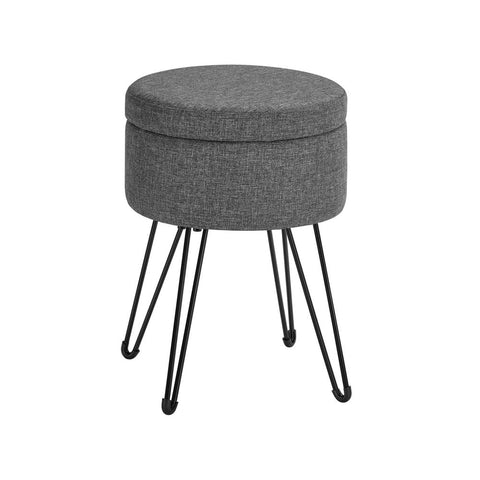 Rootz Stool - Stool With Storage Space - Storage Stool - Footrest With Storage - Space-saving Storage Solution - Dark Gray - 31 x 43 cm