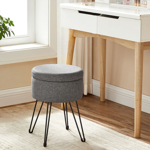 Rootz Stool - Stool With Storage Space - Storage Stool - Footrest With Storage - Space-saving Storage Solution - Dark Gray - 31 x 43 cm