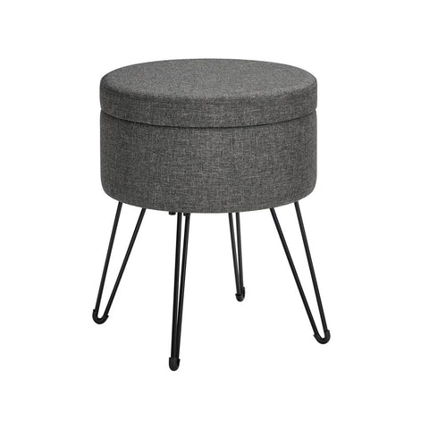 Rootz Stool - Stool With Storage Space - Storage Stool - Footrest With Storage - Space-saving Storage Solution - Dark Gray - 31 x 43 cm