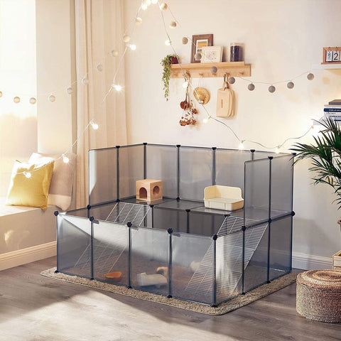 Rootz Pet Cage - Plastic Pet Cage - Dog Cage - Cat Cage - Portable Pet Cage - Indoor Pet Cage - Large Pet Cage - ABS Plastic Connectors - Grey - 143 x 108 x 92 cm (L x W x H)