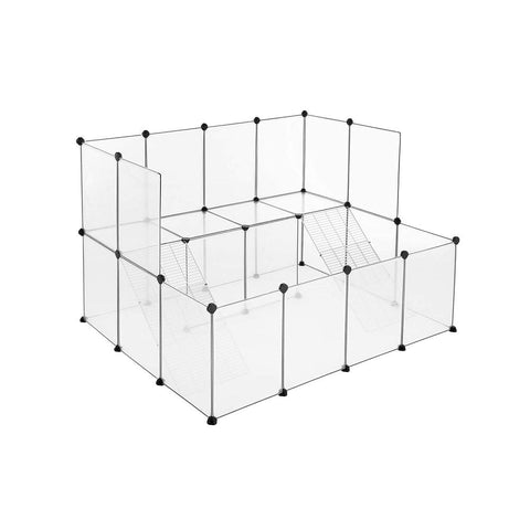 Rootz Pet Cage - Pet Cage For Small Animals - Dog Cage - Cat Cage - Portable Pet Cage - Folding Pet Cage - Plastic Pet Cage - Indoor - Outdoor - Pet Enclosure - White - 143 x 108 x 92 cm (L x W x H)