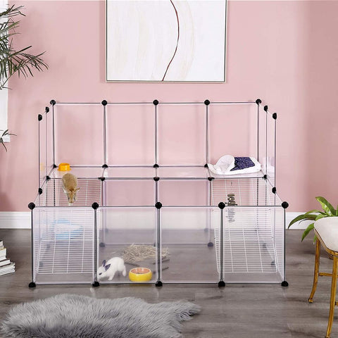 Rootz Pet Cage - Pet Cage For Small Animals - Dog Cage - Cat Cage - Portable Pet Cage - Folding Pet Cage - Plastic Pet Cage - Indoor - Outdoor - Pet Enclosure - White - 143 x 108 x 92 cm (L x W x H)