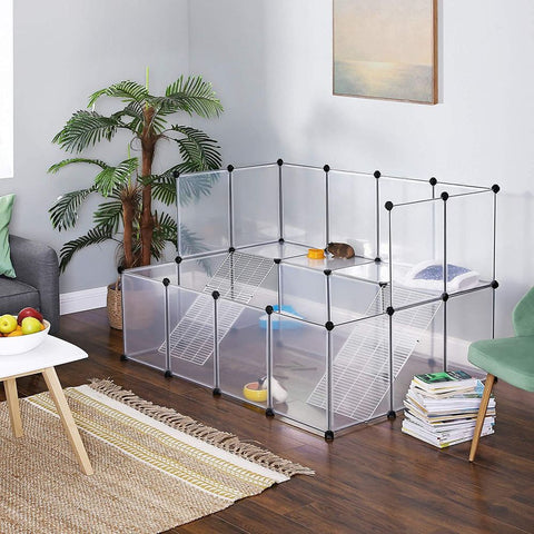 Rootz Pet Cage - Pet Cage For Small Animals - Dog Cage - Cat Cage - Portable Pet Cage - Folding Pet Cage - Plastic Pet Cage - Indoor - Outdoor - Pet Enclosure - White - 143 x 108 x 92 cm (L x W x H)