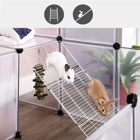 Rootz Pet Cage - Pet Cage For Small Animals - Dog Cage - Cat Cage - Portable Pet Cage - Folding Pet Cage - Plastic Pet Cage - Indoor - Outdoor - Pet Enclosure - White - 143 x 108 x 92 cm (L x W x H)