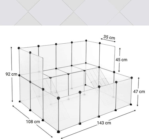 Rootz Pet Cage - Pet Cage For Small Animals - Dog Cage - Cat Cage - Portable Pet Cage - Folding Pet Cage - Plastic Pet Cage - Indoor - Outdoor - Pet Enclosure - White - 143 x 108 x 92 cm (L x W x H)