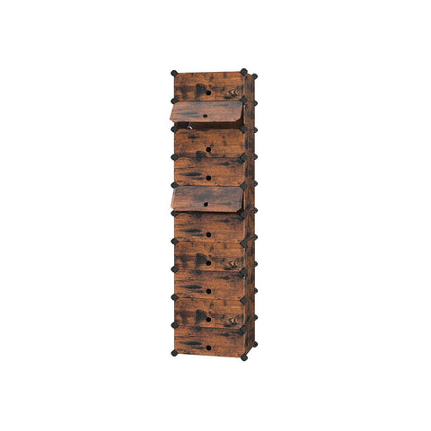 Rootz Shelving System - Shelving System With 10 Compartments - Wall Shelving System - Adjustable Shelving System - Industrial Shelving System - Corner Shelving System - Bookshelf System - Brown - 43 x 31 x 173 cm (L x W x H)