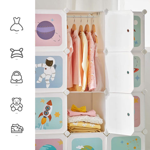 Rootz Wardrobe - Plastic Wardrobe - Wardrobe For Children - Wardrobe Storage - Wardrobe Organization - Wardrobe For Bedroom - PP Plastic Sheet - Metal Frame - White - 123 x 41 x 123 cm (L x W x H)