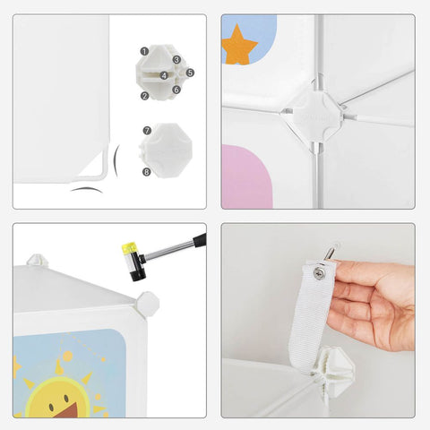 Rootz Wardrobe - Plastic Wardrobe - Wardrobe For Children - Wardrobe Storage - Wardrobe Organization - Wardrobe For Bedroom - PP Plastic Sheet - Metal Frame - White - 123 x 41 x 123 cm (L x W x H)