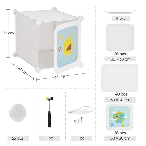 Rootz Wardrobe - Plastic Wardrobe - Wardrobe For Children - Wardrobe Storage - Wardrobe Organization - Wardrobe For Bedroom - PP Plastic Sheet - Metal Frame - White - 123 x 41 x 123 cm (L x W x H)