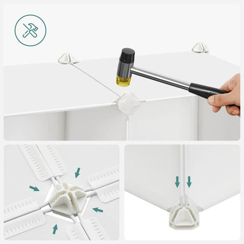 Rootz Children's Wardrobe - Kids Cube Storage System - Wardrobe With Doors - Diy Storage Cabinet - White - 153 x 31 x 153 cm