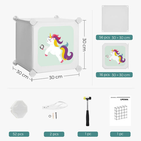 Rootz Children's Wardrobe - Kids Cube Storage System - Wardrobe With Doors - Diy Storage Cabinet - White - 153 x 31 x 153 cm